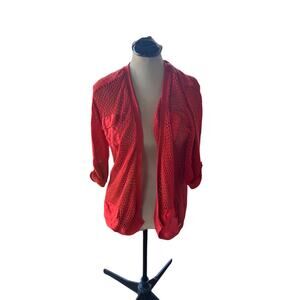 Chico's Semi Sheer Mesh Cardigan Sz. XL - Crochet, Tomato
